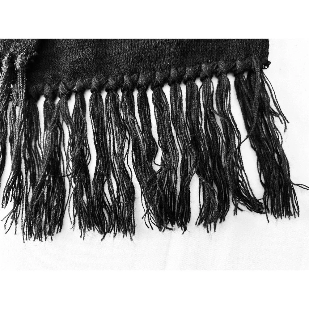 Vtg Frigid Five Winter Scarf‎ Two-ply Black And White 66